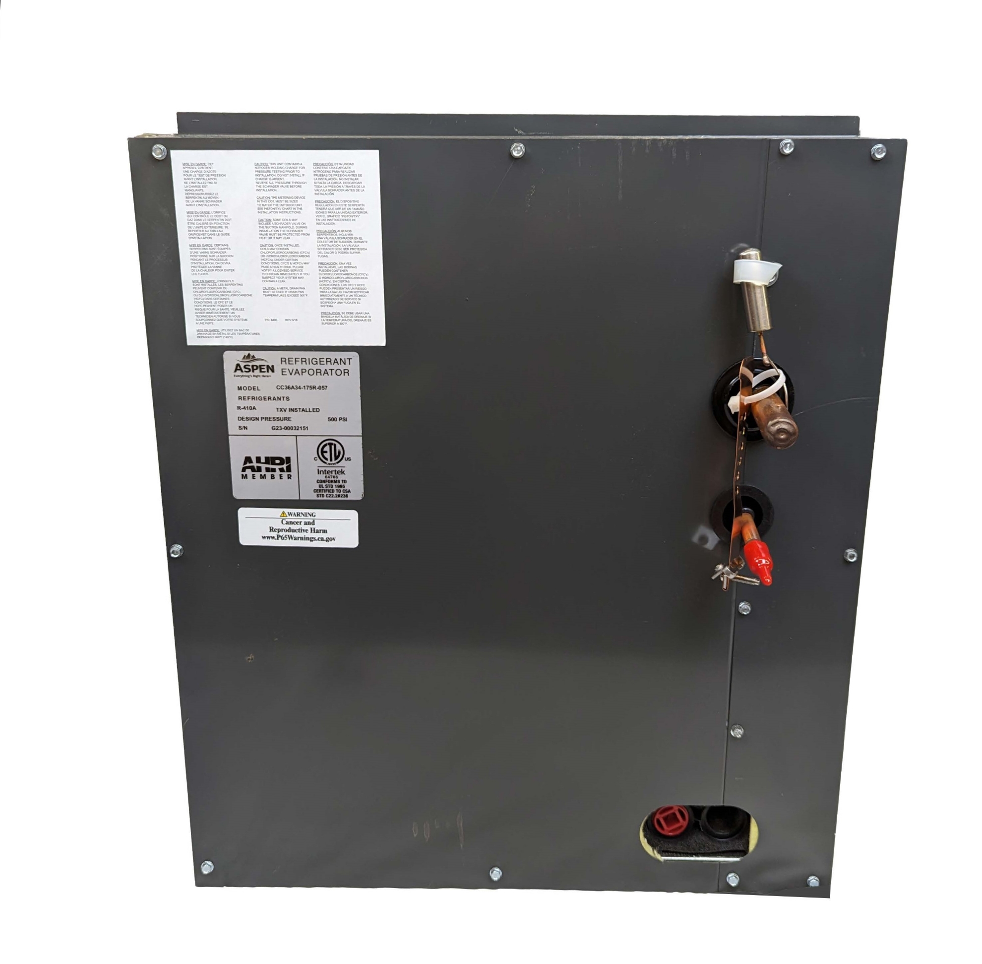 CC36A34175R057 Aspen Cased Evaporator Coil, 17.5 Inch Wide Rogers Supply