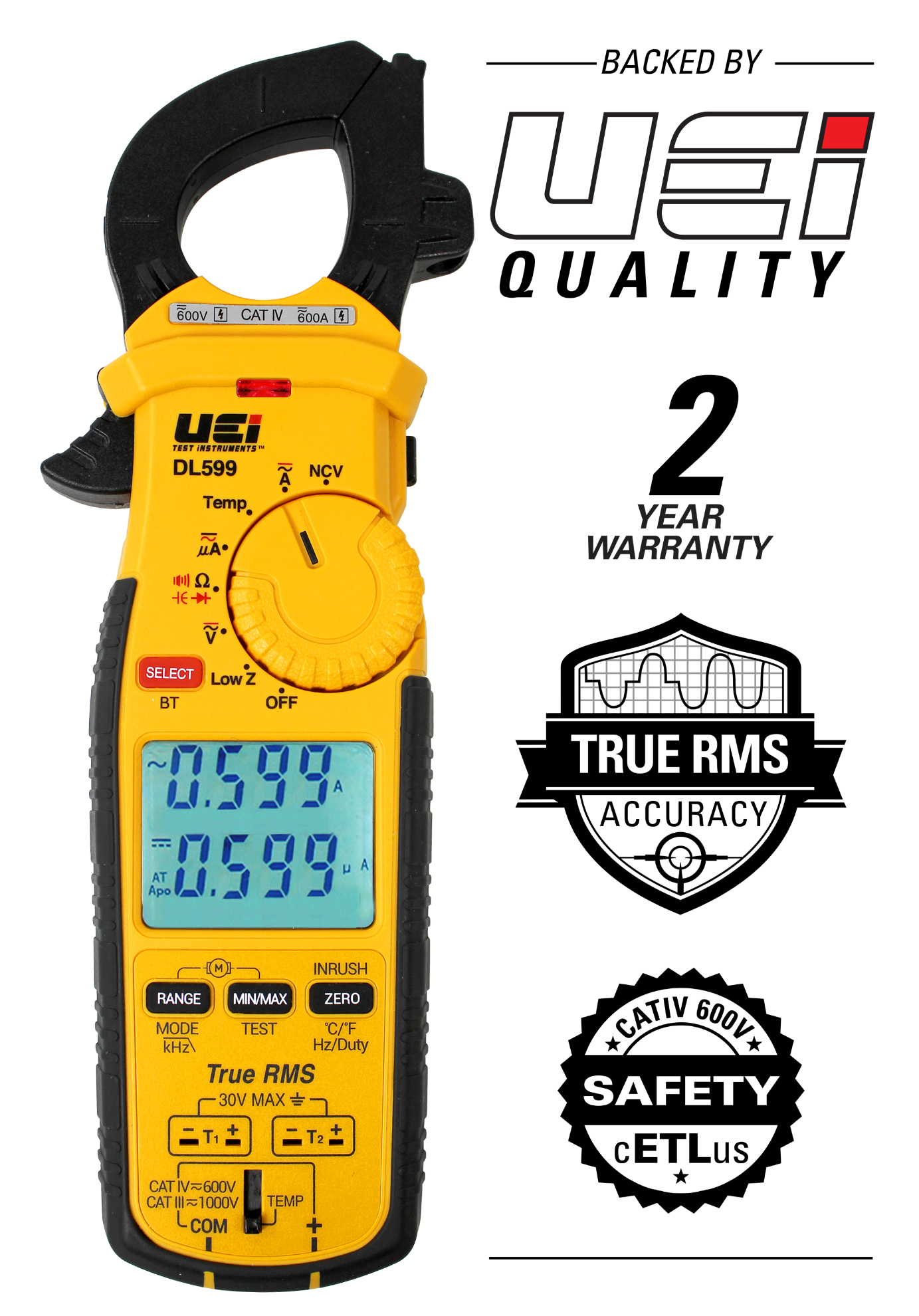 DL599 UEi Test Instruments Wireless TRMS Clamp Meter w/ 3-Phase ...