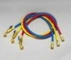 Picture of 49975 Yellow Jacket TITAN® A2L 4-Valve Manifold 3-1/8" (80mm) Gauges, PLUS II™ 1/4" Hoses 60" 3-Pak RYB, 3/8" Vacuum/ Charging Hose 60" Y, R-32/454B/410A